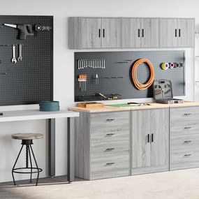 vidaXL Armários de garagem 2 pcs derivados de madeira cinzento sonoma