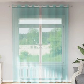 Cortinas de voile com ilhós 2 pcs turquesa