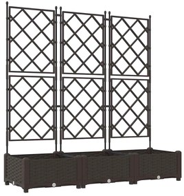 Vaso de Jardim com Treliça 3 pcs Castanho 120x40x125.5 cm