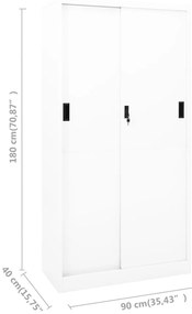 Armário escritório c/ porta deslizante 90x40x180 cm aço branco