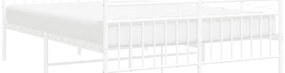 Estrutura de cama com cabeceira e pés 135x190 cm metal branco