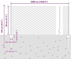 Postes de Cerca vidaXL 11 pcs U-Channel Cinza 80 cm Aço