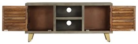 Móvel de TV 110x30x48 cm mangueira maciça cinzento e bronze