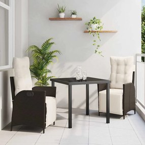 vidaXL Conjunto de Jantar de Jardim em Rattan Marrom com 3 Peças