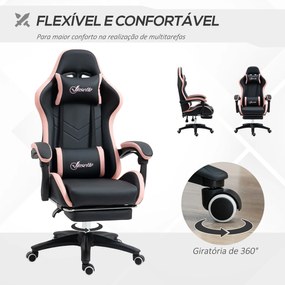 Vinsetto Cadeira Gaming Cadeira Gamer Racing de Couro PU com Altura Aj