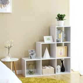 Estante escada 6 compartimentos abertos 97,5 x 97,5 x 29 cm Branco