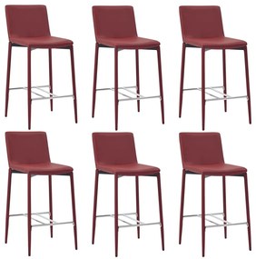 vidaXL Bancos de bar 6 pcs couro artificial vermelho tinto