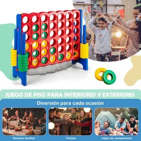 Conjunto Conecta 4 Gigante 119 cm para crianças e adultos com saco de transporte Jogo familiar interior exterior Azul