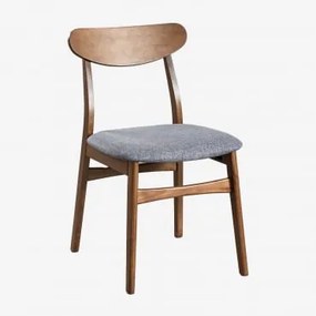 Cadeira de jantar estofada de madeira Cloda Madeira Escura - Cinza - Sklum