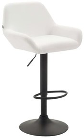 Banco de bar Braga em couro sintético e com estrutura preta 51 x 89-109 x 52 cm Branco