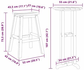 Conjunto de Bar de Jardim vidaXL 3 Peças Preto HDPE
