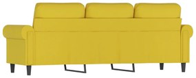 Sofá de 3 lugares 180 cm veludo amarelo