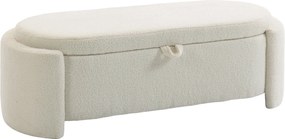 HOMCOM Banco de arrumação, banco ao pé da cama oval em pelo Teddy com assento largo, 129 x 48,5 x 44 cm, creme | Aosom Portugal