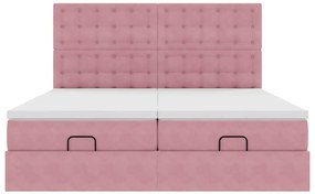 Estrutura de cama otomana com colchões 180x200 cm veludo rosa