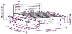 Cama sem colchão 160x200 cm madeira de pinho maciça branco