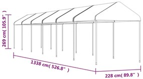 Gazebo com telhado 13,38x2,28x2,69 m polietileno branco