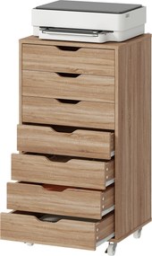 Bloco gavetas escritorio com rodas 47,5 L x 39,5 P x 90 A cm, móvel de arrumação para escritório com 7 gavetas organizadoras para documentos, formato