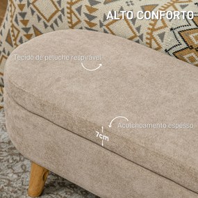 Banco para Pé de Cama Banco de Armazenamento com Pés de Madeira e Assento Acolchoado 110x40x43 cm Bege