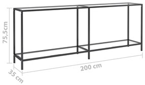 Mesa consola transparente 200x35x75,5 cm vidro temperado