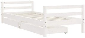 Estrutura cama infantil c/ gavetas 90x190cm pinho maciço branco