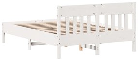 Cama sem colchão 140x190 cm madeira de pinho maciça branco