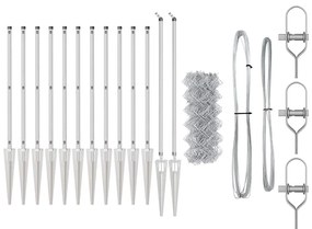 Conjunto de Postes de Cerca Prateado 25 x 0.4 m Aço galvanizado