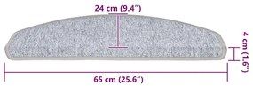 Tapetes de escada 30 pcs 65x24x4 cm cinzento-claro