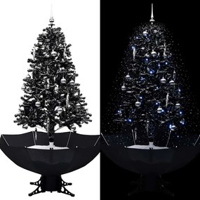 Árvore Natal c/ neve base formato guarda-chuva 170 cm PVC preto