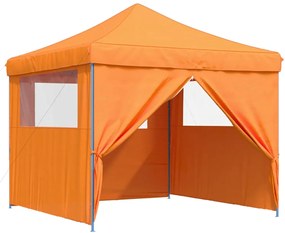 Tenda para festas pop-up dobrável c/ 4 paredes laterais laranja
