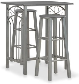 3 pcs conjunto de bar em madeira e aço antracite