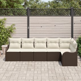 Conjunto de Sofás de Jardim de 6 Peças com Almofadas Rattan Polido Cas