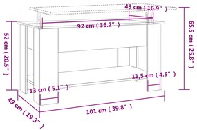 Mesa de centro 101x49x52 cm madeira processada preto