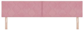 Cabeceira de Cama Rosa com Blocos de Diamante 200 cm em Veludo