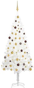 vidaXL Árvore Natal artificial pré-iluminada c/ bolas 210 cm branco