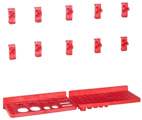 136 pcs kit caixas arrumação c/ painéis parede vermelho e preto