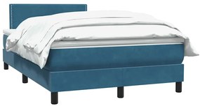 Cama com molas/colchão 120x210 cm veludo azul-escuro