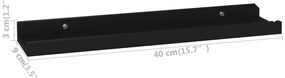 Prateleiras de parede 4 pcs 40x9x3 cm preto