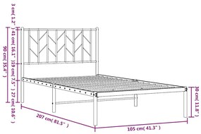 Estrutura de cama com cabeceira 100x200 cm metal branco