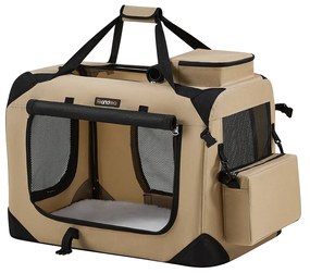 Transportadora para animais de estimação tamanho M em tecido Oxford com pegas 60 x 42 x 35 cm castanho camel