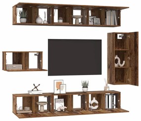 Conjunto de móvel de TV 8 pcs Madeira antiga 30.5 x 30 x 90 cm
