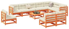 11 pcs conjunto sofás de jardim madeira de pinho castanho mel