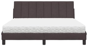 Cama com colchão 160x200 cm tecido castanho-escuro