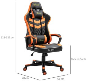 Vinsetto Cadeira Gaming Cadeira de Escritório Ergonómica com Altura Re