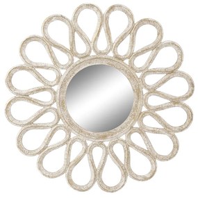 Espelho de Parede Dkd Home Decor Ondas Branco Madeira Mdf Decapé (76 X 2 X 76 cm)