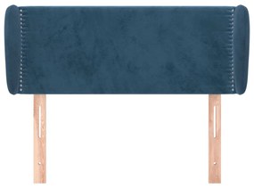 Cabeceira de cama c/ abas veludo 103x23x78/88cm azul-escuro