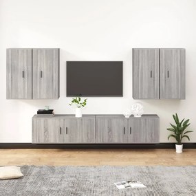 vidaXL Conjunto móveis de TV 6 pcs madeira processada sonoma cinza