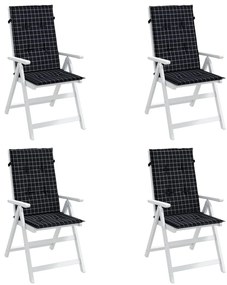 Almofadões cadeira encosto alto 4 pcs tecido xadrez preto