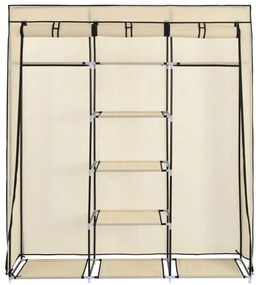 Roupeiro c/ compartimentos e varões 150x45x175 cm tecido creme