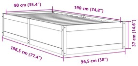 Estrutura de cama 90x190 cm madeira de pinho maciça branco