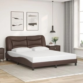vidaXL Estrutura cama c/ cabeceira 160x200cm couro artificial castanho